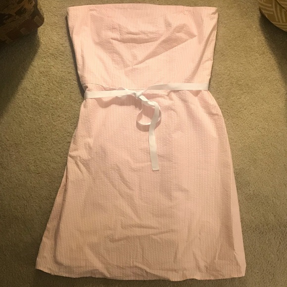 Casual Corner Dresses & Skirts - NEVER WORN - Pink/White Seersucker Strapless Dress